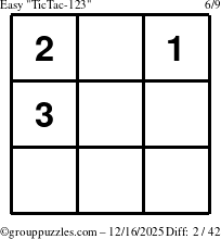 The grouppuzzles.com Easy TicTac-123 puzzle for Tuesday December 16, 2025