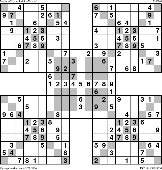 The grouppuzzles.com Medium cover-HyperXtreme puzzle for Thursday May 21, 2026