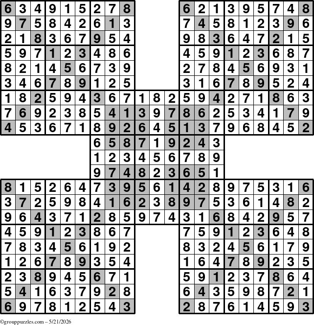 The grouppuzzles.com Answer grid for the cover-HyperXtreme puzzle for Thursday May 21, 2026