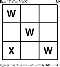 The grouppuzzles.com Easy TicTac-VWX puzzle for Wednesday April 29, 2026