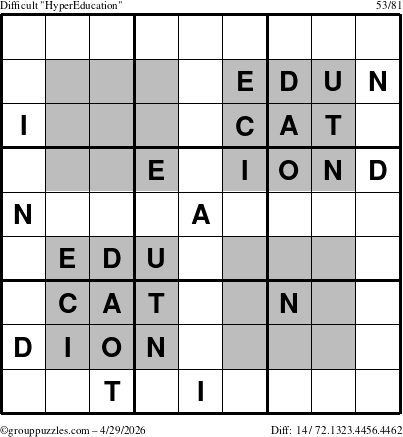 The grouppuzzles.com Difficult HyperEducation-i23 puzzle for Wednesday April 29, 2026