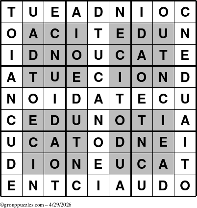 The grouppuzzles.com Answer grid for the HyperEducation-i23 puzzle for Wednesday April 29, 2026