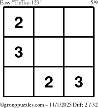 The grouppuzzles.com Easy TicTac-123 puzzle for Saturday November 1, 2025