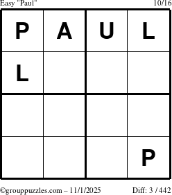 The grouppuzzles.com Easy Paul puzzle for Saturday November 1, 2025
