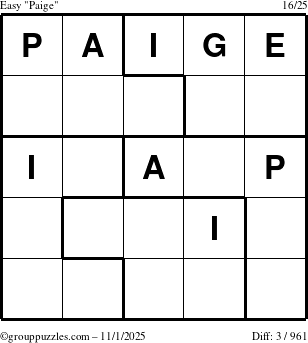 The grouppuzzles.com Easy Paige puzzle for Saturday November 1, 2025