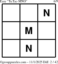 The grouppuzzles.com Easy TicTac-MNO puzzle for Saturday November 1, 2025