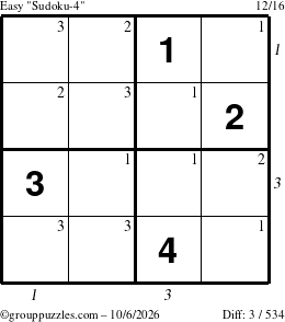 The grouppuzzles.com Easy Sudoku-4 puzzle for Tuesday October 6, 2026 with all 3 steps marked