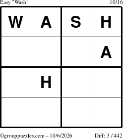 The grouppuzzles.com Easy Wash puzzle for Tuesday October 6, 2026