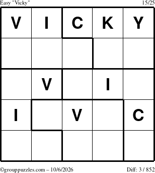 The grouppuzzles.com Easy Vicky puzzle for Tuesday October 6, 2026