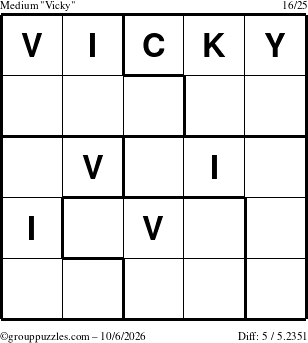 The grouppuzzles.com Medium Vicky puzzle for Tuesday October 6, 2026