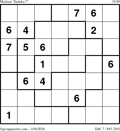 The grouppuzzles.com Medium Sudoku-7 puzzle for Tuesday October 6, 2026