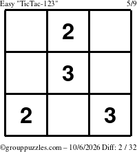 The grouppuzzles.com Easy TicTac-123 puzzle for Tuesday October 6, 2026