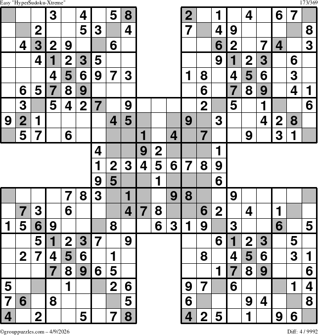 The grouppuzzles.com Easy cover-HyperXtreme puzzle for Thursday April 9, 2026