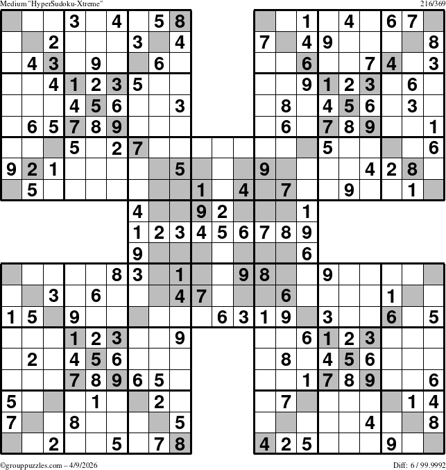 The grouppuzzles.com Medium cover-HyperXtreme puzzle for Thursday April 9, 2026