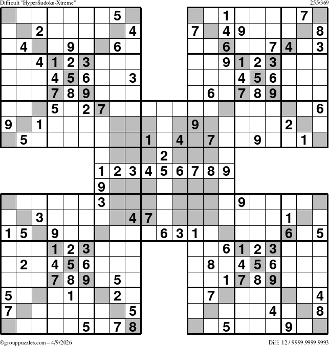 The grouppuzzles.com Difficult cover-HyperXtreme puzzle for Thursday April 9, 2026
