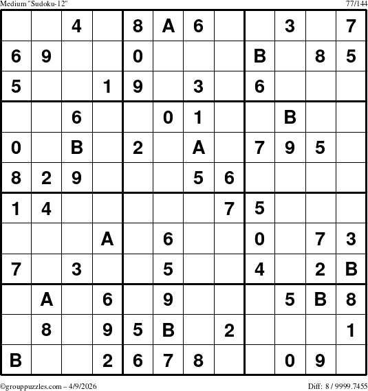 The grouppuzzles.com Medium Sudoku-12 puzzle for Thursday April 9, 2026