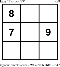 The grouppuzzles.com Easy TicTac-789 puzzle for Thursday September 17, 2026