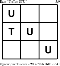The grouppuzzles.com Easy TicTac-STU puzzle for Thursday September 17, 2026