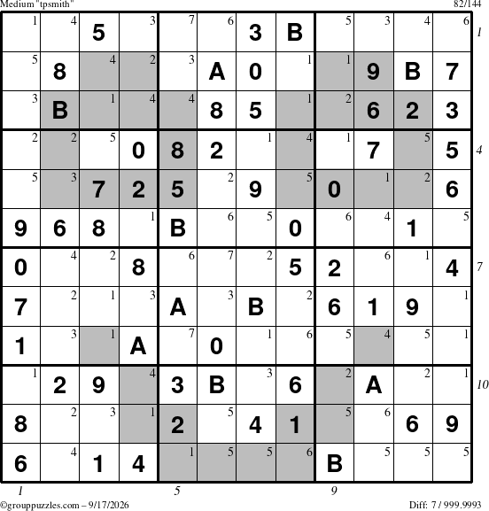 The grouppuzzles.com Medium tpsmith puzzle for Thursday September 17, 2026, suitable for printing, with all 7 steps marked