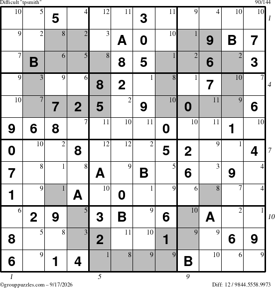 The grouppuzzles.com Difficult tpsmith puzzle for Thursday September 17, 2026, suitable for printing, with all 12 steps marked