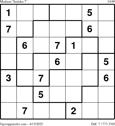 The grouppuzzles.com Medium Sudoku-7 puzzle for Tuesday April 15, 2025
