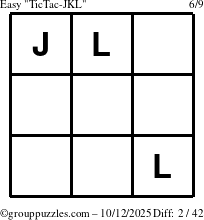 The grouppuzzles.com Easy TicTac-JKL puzzle for Sunday October 12, 2025