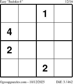 The grouppuzzles.com Easy Sudoku-4 puzzle for Sunday October 12, 2025