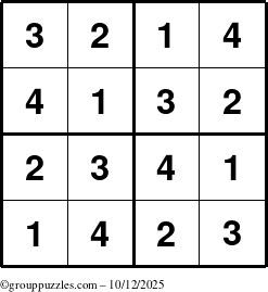 The grouppuzzles.com Answer grid for the Sudoku-4 puzzle for Sunday October 12, 2025
