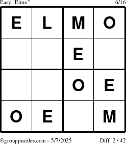 The grouppuzzles.com Easy Elmo puzzle for Wednesday May 7, 2025