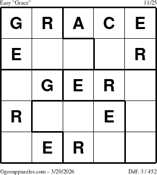 The grouppuzzles.com Easy Grace puzzle for Friday March 20, 2026
