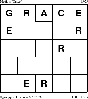 The grouppuzzles.com Medium Grace puzzle for Friday March 20, 2026