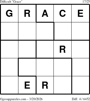 The grouppuzzles.com Difficult Grace puzzle for Friday March 20, 2026