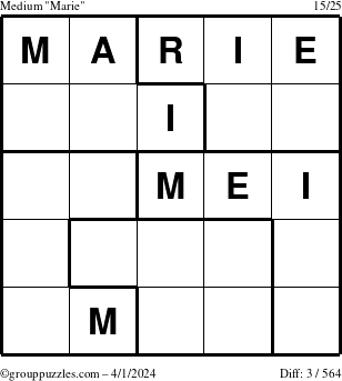 The grouppuzzles.com Medium Marie puzzle for Monday April 1, 2024