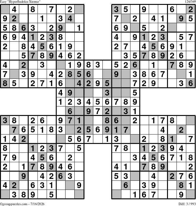 The grouppuzzles.com Easy cover-HyperXtreme puzzle for Thursday July 16, 2026
