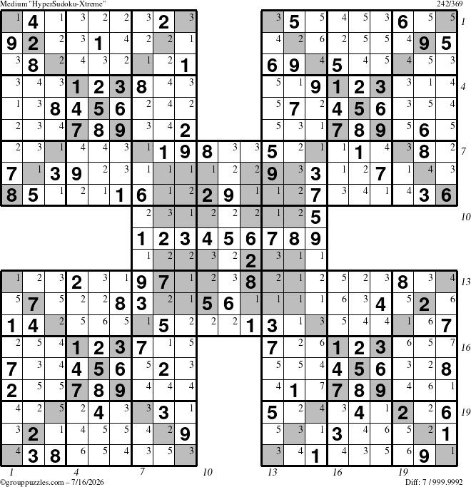 The grouppuzzles.com Medium cover-HyperXtreme puzzle for Thursday July 16, 2026 with all 7 steps marked