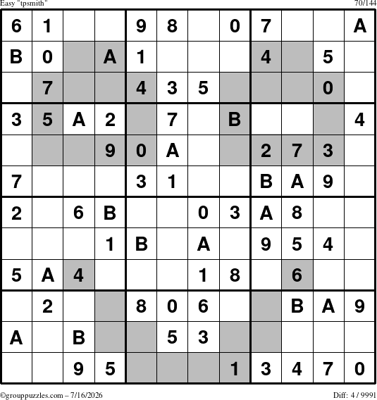 The grouppuzzles.com Easy tpsmith puzzle for Thursday July 16, 2026