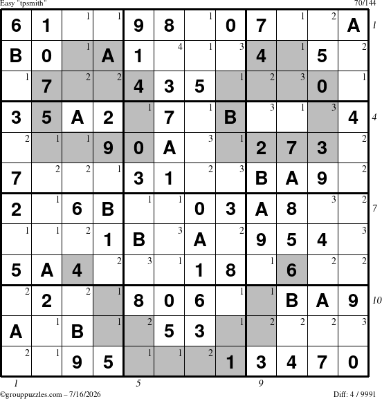The grouppuzzles.com Easy tpsmith puzzle for Thursday July 16, 2026, suitable for printing, with all 4 steps marked