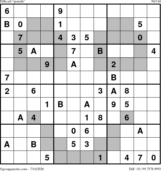 The grouppuzzles.com Difficult tpsmith puzzle for Thursday July 16, 2026