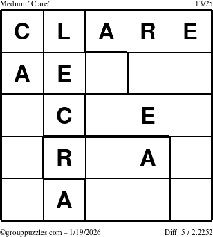 The grouppuzzles.com Medium Clare puzzle for Monday January 19, 2026