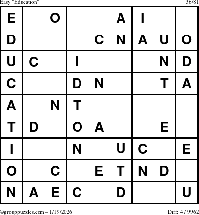 The grouppuzzles.com Easy Education-c1 puzzle for Monday January 19, 2026