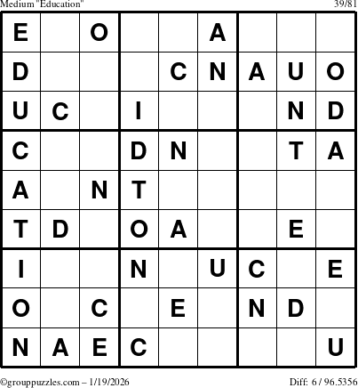 The grouppuzzles.com Medium Education-c1 puzzle for Monday January 19, 2026