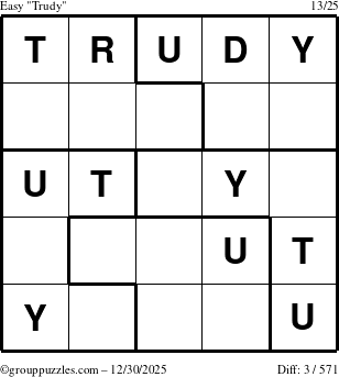 The grouppuzzles.com Easy Trudy puzzle for Tuesday December 30, 2025