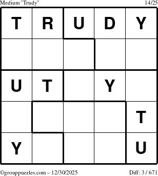 The grouppuzzles.com Medium Trudy puzzle for Tuesday December 30, 2025