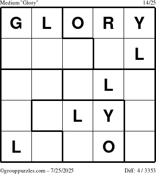 The grouppuzzles.com Medium Glory puzzle for Friday July 25, 2025