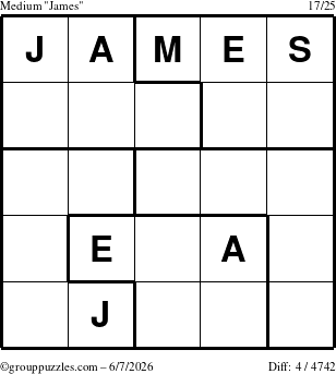 The grouppuzzles.com Medium James puzzle for Sunday June 7, 2026