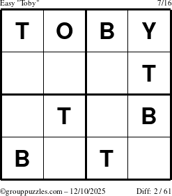 The grouppuzzles.com Easy Toby puzzle for Wednesday December 10, 2025