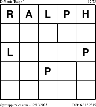 The grouppuzzles.com Difficult Ralph puzzle for Wednesday December 10, 2025