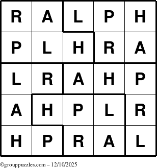 The grouppuzzles.com Answer grid for the Ralph puzzle for Wednesday December 10, 2025