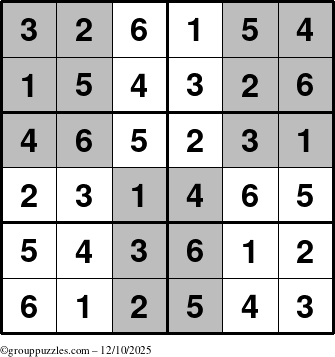 The grouppuzzles.com Answer grid for the SuperSudoku-Junior puzzle for Wednesday December 10, 2025