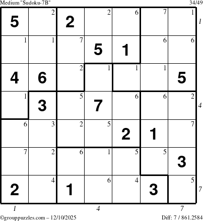 The grouppuzzles.com Medium Sudoku-7B puzzle for Wednesday December 10, 2025 with all 7 steps marked